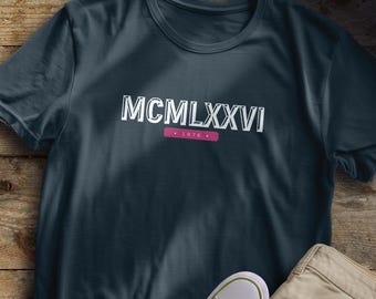 50th Birthday Tshirt for Men Gift Idea Roman Numerals T Shirt Keepsake Present for Age 50 year old