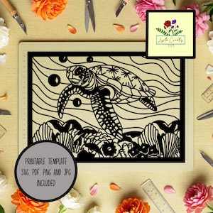 Turtle paper cutting template SVG, PNG, PDF and jpg for hand cutting and Machine cutting - Commercial and personal use
