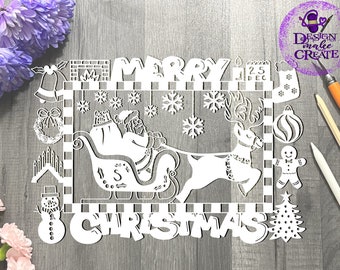 Merry christmas paper cut template