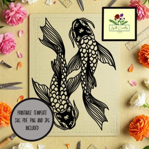 Fisch Papierschnitt Vorlage SVG, PNG, PDF und jpg für Handschneiden und Maschinenschneiden - Kommerzieller und persönlicher Gebrauch