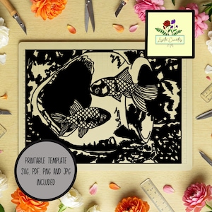 Papiersnijsjabloon voor aquarium, SVG, pdf, png en jpg voor hand- en machinaal snijden - commercieel en persoonlijk gebruik