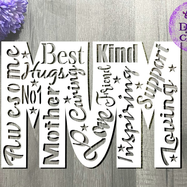 Mum words papercutting template