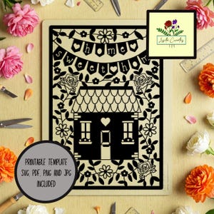 Modèle de découpe de papier home sweet home SVG, PDF, PNG et jpg pour la découpe à la main et la découpe à la machine - Usage commercial et personnel