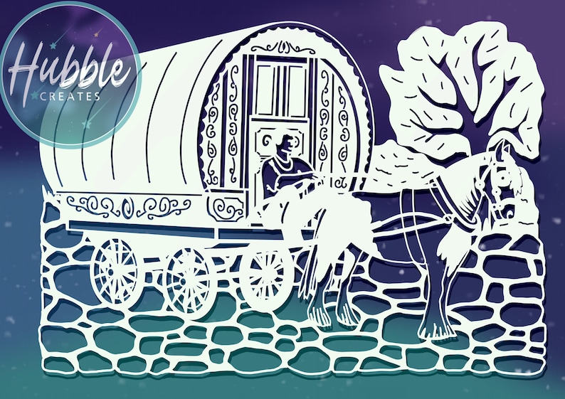Wagon and Horse Paper Cut Template - Etsy