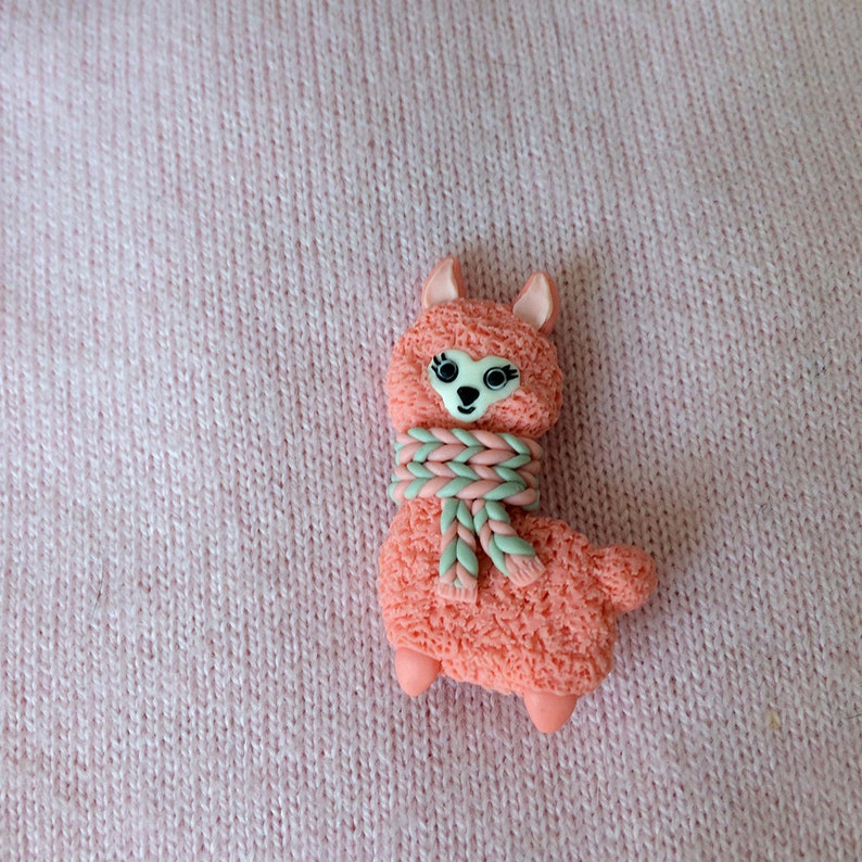 Llama pink brooch handmade polymer clay animal jewelry Etsy