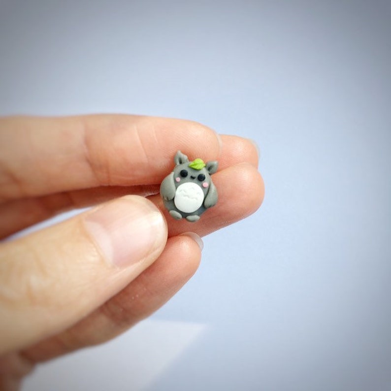 Totoro earrings handmade polymer clay animal jewelry Studs Etsy
