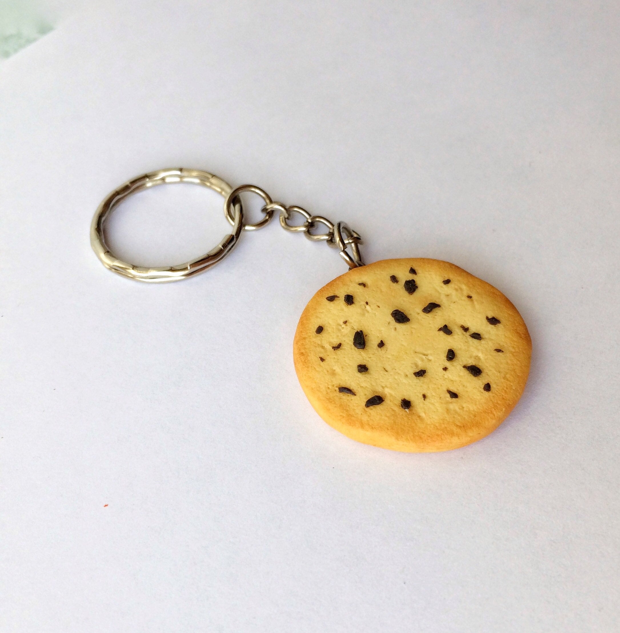 Keychains chocolate chip cookie Keychains heart shape Cookie Etsy