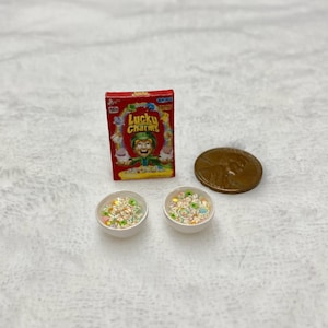1:12 Scale Miniature Lucky Charms Cereal Set
