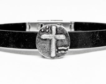 THE WAY/ Through Him, LifeLinks Bracelets By Link Wachler. Sterling Silver On Rubber Bracelet. Symbolic, Spiritual, Inspirational.