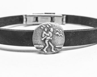 AMOR DE PADRE/Estar allí, pulsera LifeLinks de Link Wachler. Plata de ley sobre pulsera de goma. Simbólico, Espiritual, Inspirador.