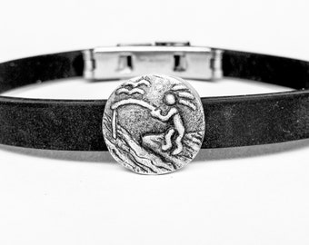 PATIENCE/Life Unfolds,  LifeLinks Bracelets By Link Wachler. Sterling Silver On Rubber Bracelet. Symbolic, Spiritual, Inspirational.