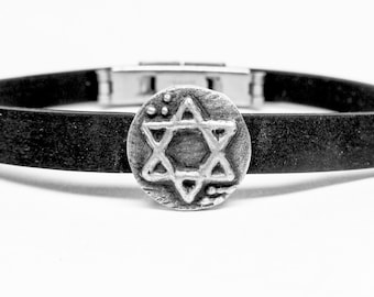 STAR OF DAVID/Stand United, LifeLinks Pulseras por Link Wachler. Plata de ley sobre pulsera de goma. Simbólico, Espiritual, Inspirador.