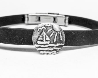SERENITY/Discover Peace, LifeLinks Bracelets By Link Wachler. Sterling Silver On Rubber Bracelet. Symbolic, Spiritual, Inspirational.