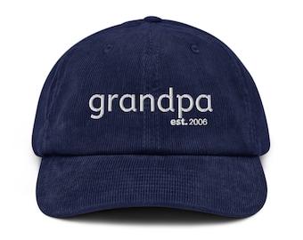 Corduroy Grandpa Hat: Embroidered Dad Cap, Gift for Grandfather