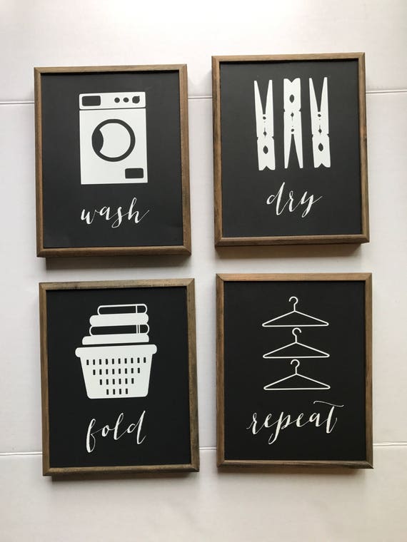 laundry wall decor black and white