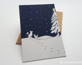Set of 5 - Fox & Squirrel christmas card
