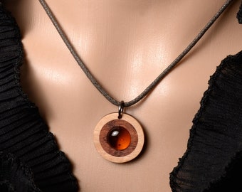 Amber Wooden jewelry. Different lengths of the necklace. Handicraft from Germany.