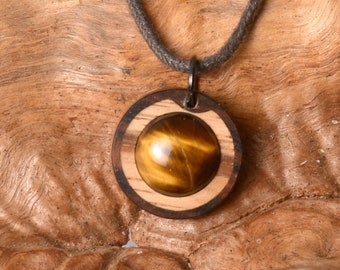 Tigereye Necklace. Selectable length. Noblewood jewelry. Creative crafts from Germany.