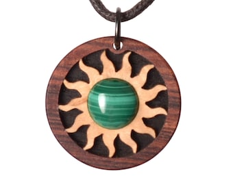 Malachite Wood Necklace. Noblewood jewelry. Selectable length of the necklace.