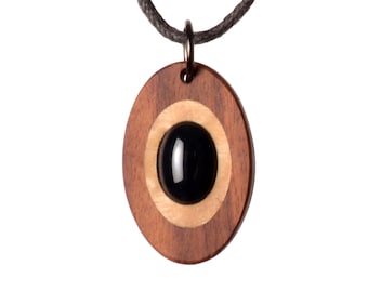 Onyx wooden jewelry pendant oval. Jewelry for women and girls. Handmade. No laser. Germany