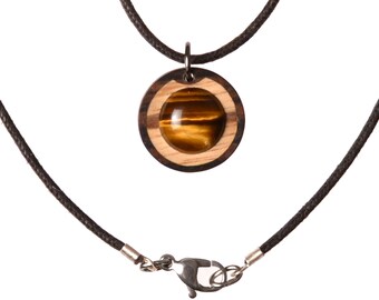 Tigereye Necklace. Selectable length. Noblewood jewelry. Creative crafts from Germany.