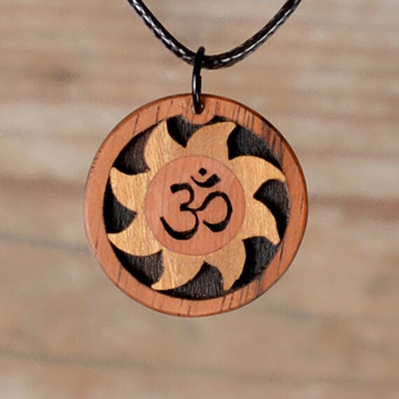 wooden om necklace