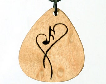 Wooden jewelry with soul and music. Lovely pendant for musicians, pupils and music teachers. Handmade in Germany