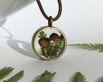 Real Mushroom Pendant, Fungi, Gift for daughter, Mushroom terrarium, Cottagecore jewelry, Gift For Her, Bff necklace, Gift for him