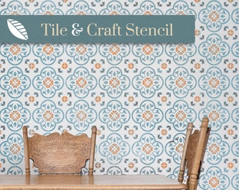 TOLEDO LARGE TILE stencil, decorating stencil to create painted tiles. A Moroccan stencil design to transform your walls, floors and crafts