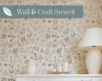 DITSY FLORAL wall stencil, repeating pattern for painting - beautiful wall covering - pretty floral stencil self adhesive stencil