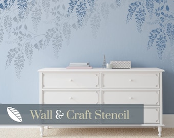 WISTERIA wall stencil, a large stencil for painting walls. A floral stencil to create wisteria wallpaper. Laburnum stencil  W210