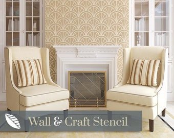 MODERN ART DECO arch wall stencil for painting. Reusable painting stencil to create a geometric art deco pattern. Painting stencil for walls