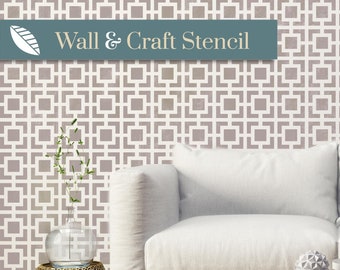 SIMPLE SQUARE LATTICE painting stencil. Large Moroccan design wall stencil for home decor. Create a Moroccan interior with a large stencil.