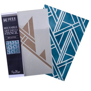 GEO LATTICE furniture stencil for painting. Reusable painting stencil to create a geometric design in an art deco pattern. MBM01