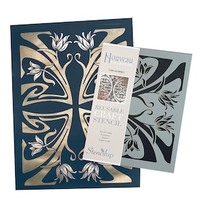 Art Nouveau Floral Border Stencil: Reusable Craft & Furniture Painting