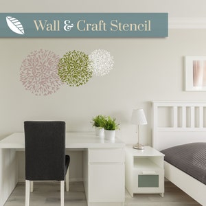 ALLIUM Flower Stencil, floral wall stencils, create wallpaper with our stencils for walls, Allium stencil for painting. By Stencil Up