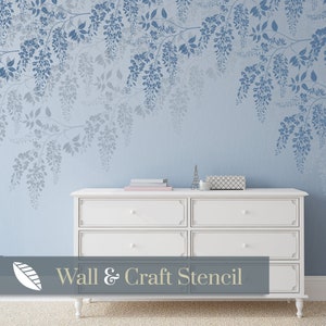 WISTERIA wall stencil, a large stencil for painting walls. A floral stencil to create wisteria wallpaper. Laburnum stencil  W210