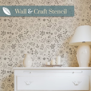 DITSY FLORAL wall stencil, repeating pattern for painting - beautiful wall covering - pretty floral stencil self adhesive stencil