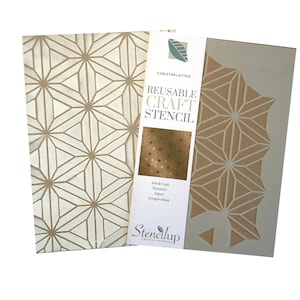 STAR LATTICE geometric stencil for painting. Reusable painting stencil to create a geometric design in an art deco pattern. C236