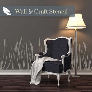 BULRUSH/CATTAIL  Allover Wallpaper Stencil. A reusable stencil for painting walls.