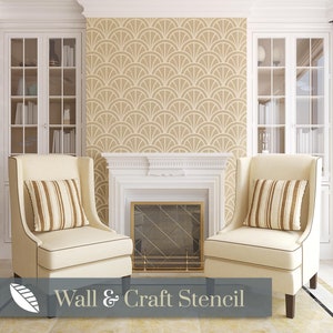 MODERN ART DECO arch wall stencil for painting. Reusable painting stencil to create a geometric art deco pattern. Painting stencil for walls
