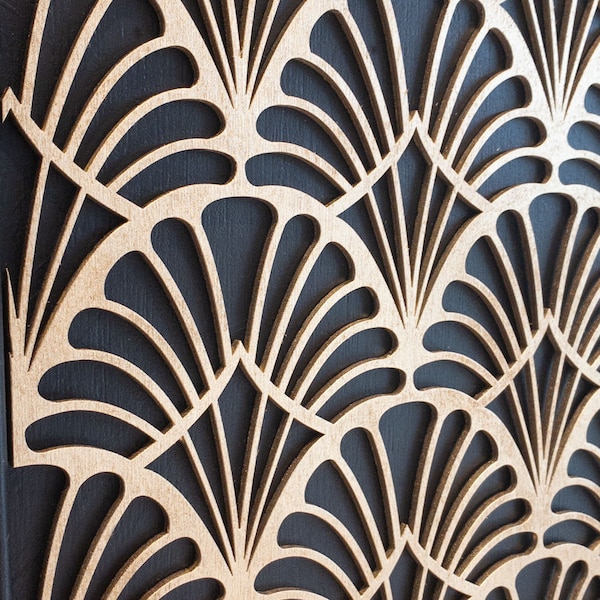 DECO SHELLS wooden inlay only panel for furniture. Self Adhesive panel. wooden stencil W121