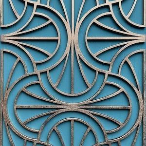 ROTATING DECO ARCHES wooden inlay only panel for furniture. Self Adhesive panel. wooden stencil W130