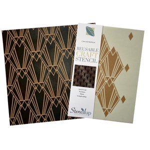 Art Deco Furniture Stencil: Reusable Geometric Pattern, Craft & Painting