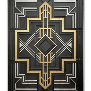 Art Deco Holzplatte: Selbstklebende Möbelschablone W157