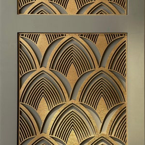 LIBERTY DECO wooden inlay only panel for furniture. Art Deco panel from Made By Murphy Collection. Self Adhesive panel. wooden stencil W139