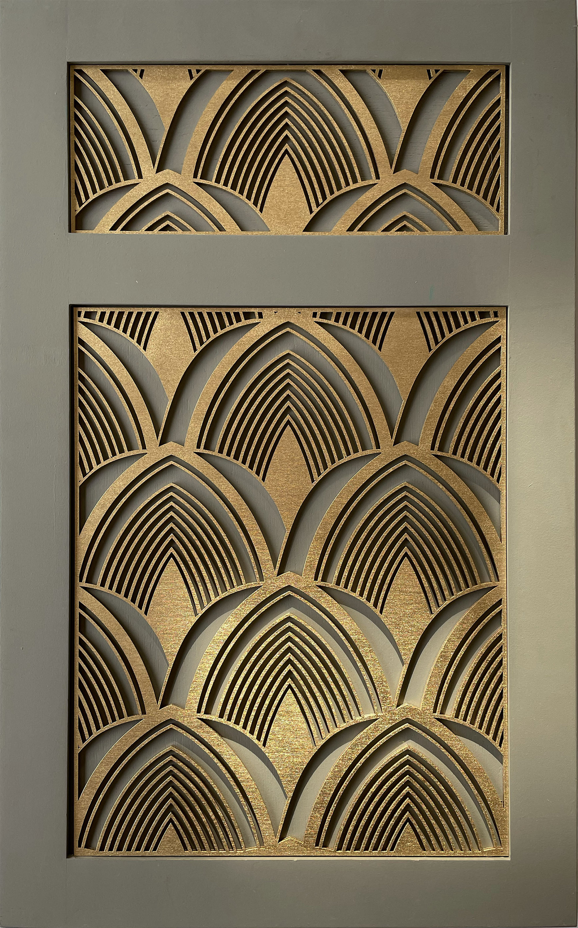 DECO LEAVES wooden inlay onlay panel for furniture. Art Deco panel in a
