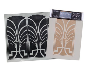 DECO DREAMS furniture stencil for painting. Reusable painting stencil to create a geometric design in an art deco pattern. MBM06