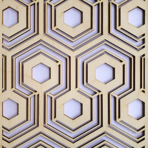 Panel de madera con incrustaciones hexagonales Hicks: revestimiento autoadhesivo para muebles