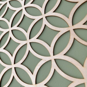 ELLIPSES and DIAMONDS wooden inlay only panel for furniture. Geometric wood panel. Self Adhesive panel. W102